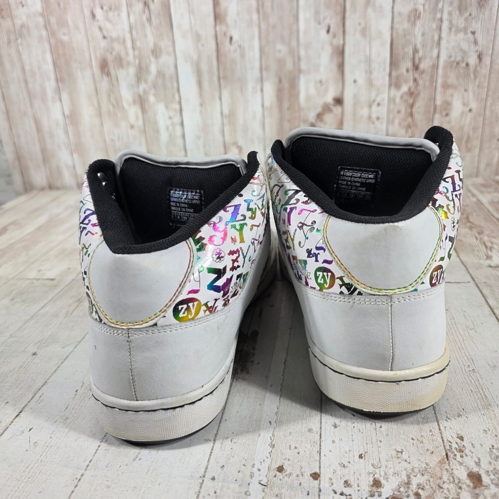 Zoo York Womens High Top Skate Sneakers White Rainbow Monogram Glitter N 41609 9 - Picture 3 of 8